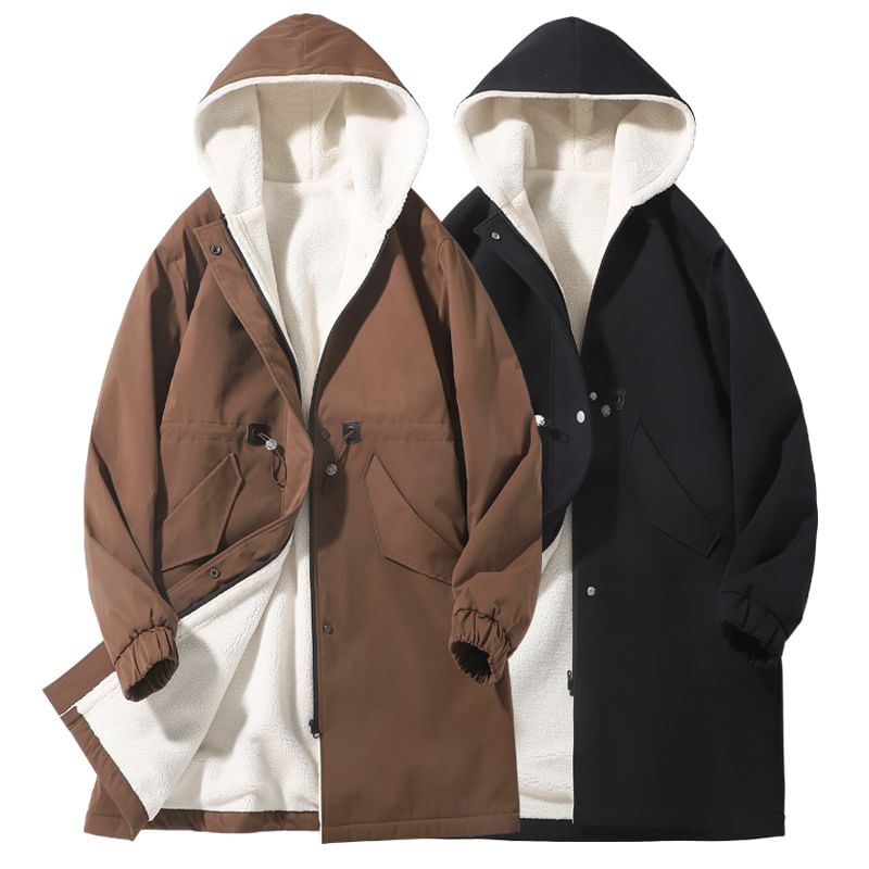 FORSETI - Lange trenchcoat met capuchon, trekkoord in de taille en ritssluiting