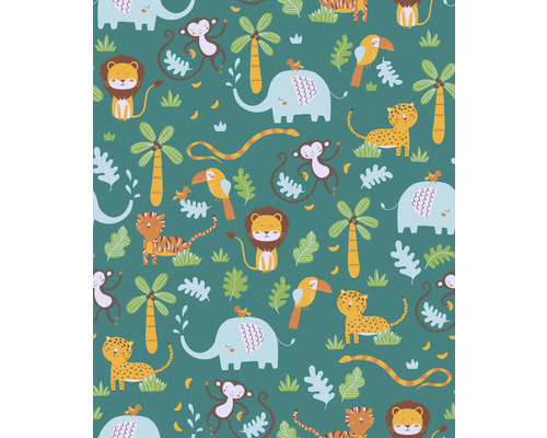Vliesbehang 38115-1 Little Love Jungle Animals blauwgeel