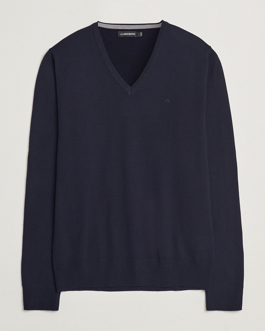 J.Lindeberg Lymann True Merino V-Neck Pullover Navy