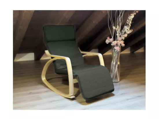 Fauteuil relax à bascule avec repose-pieds réglable mod. ZEN NOIR NATUREL par Yelloo