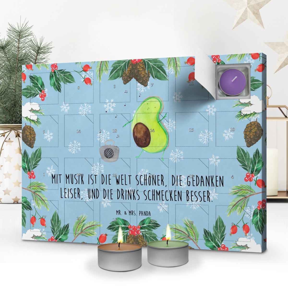 Mr. & Mrs. Panda Geurkaars Adventskalender Avocado Dansend - Pastelblauw