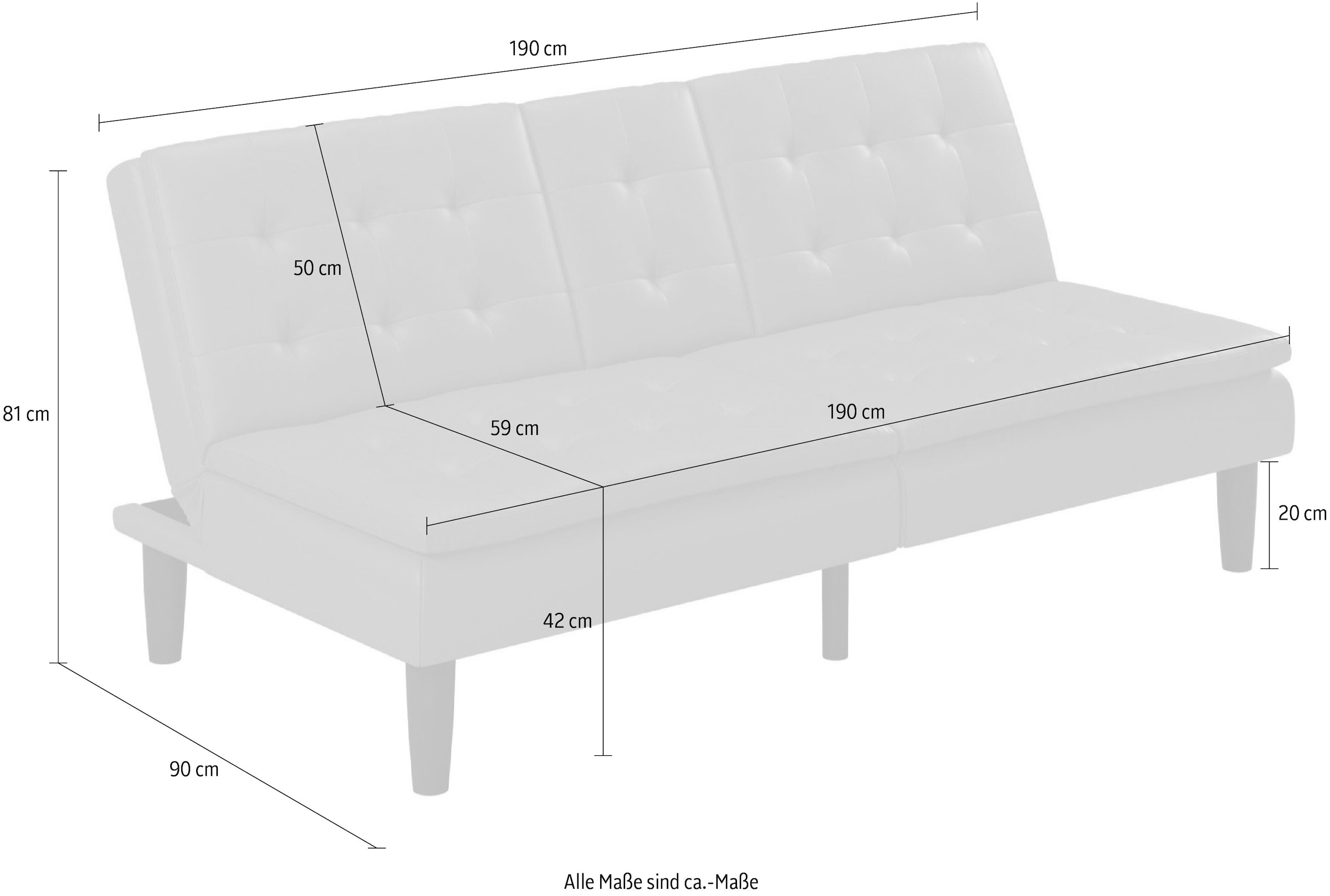 Dorel Home Schlafsofa »MAINE, Kinosofa mit Relax- und Bettfunktion, 2 Getränkehalter,« Liegefläche 190 x 110 cm, Webstoff und Kunstleder