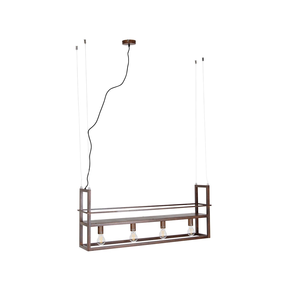 Smart hanglamp roestbruin met rek incl. 4 Wifi A60 - Cage Rack