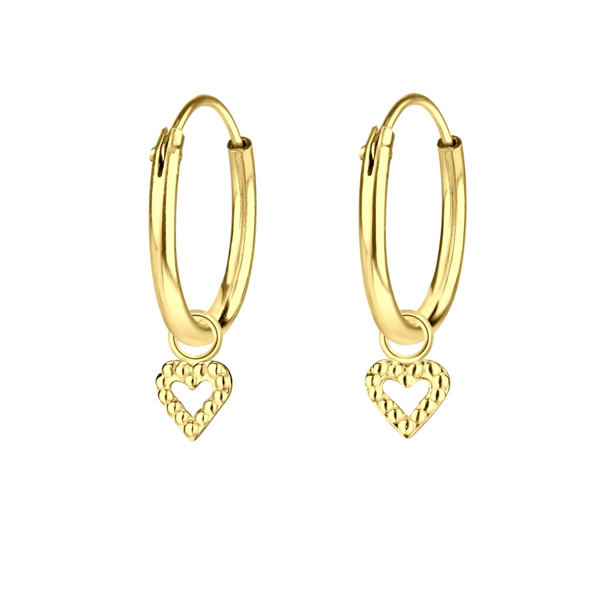 Boucles d'oreilles enfant coeur en argent 925 plaqué or