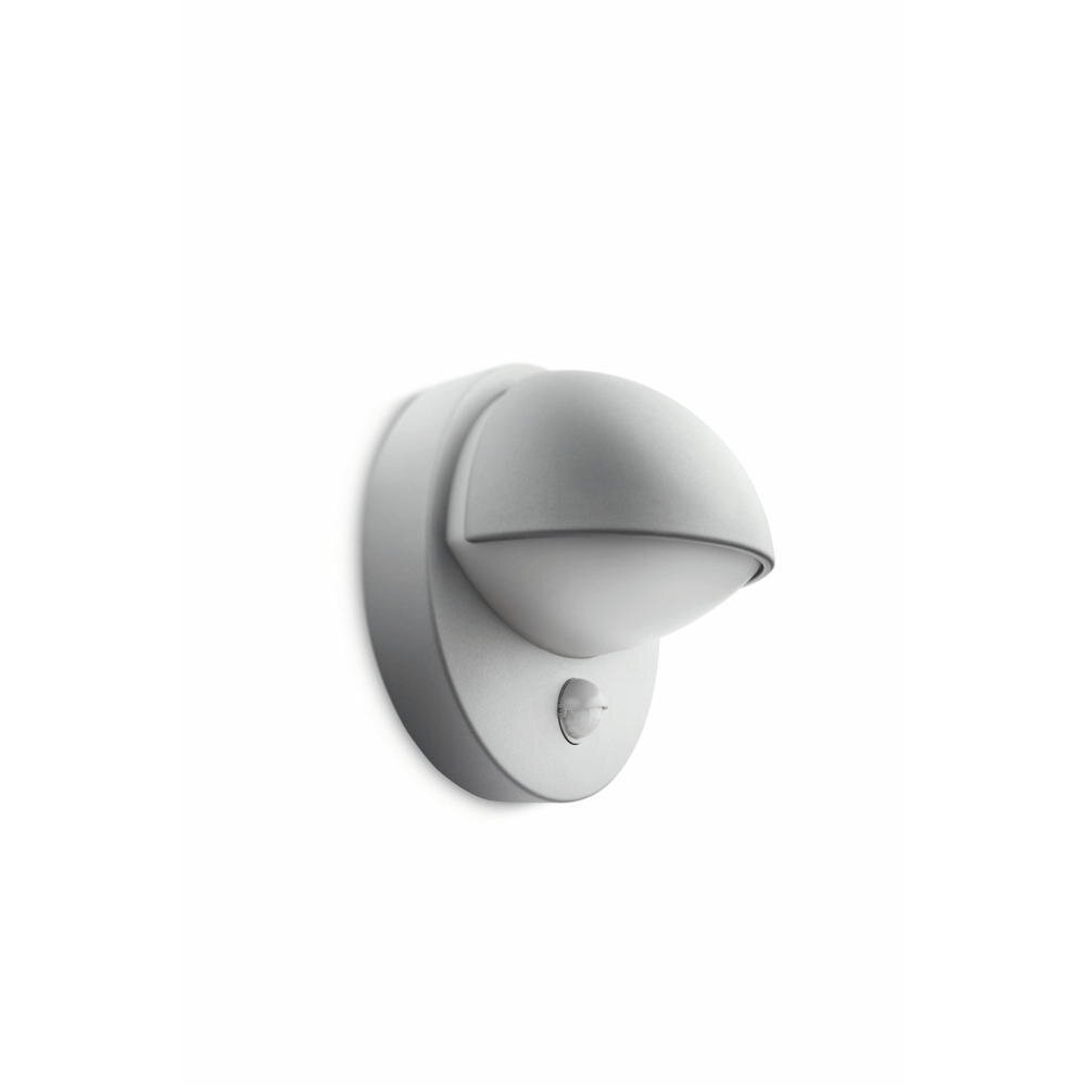 Wandlamp June in grijs, E27, IP44 met bewegingsmelder