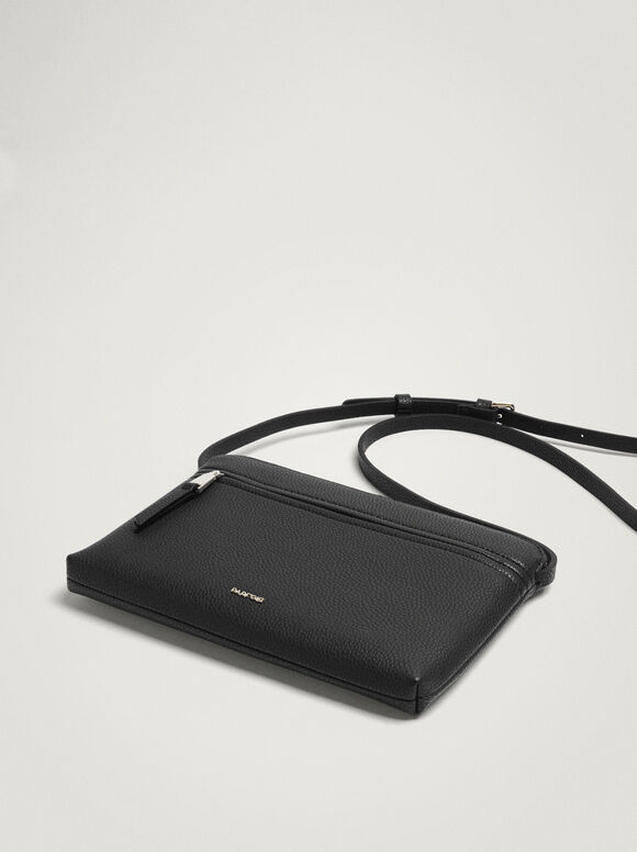Bolsa de ombro com bolso externo - Preta