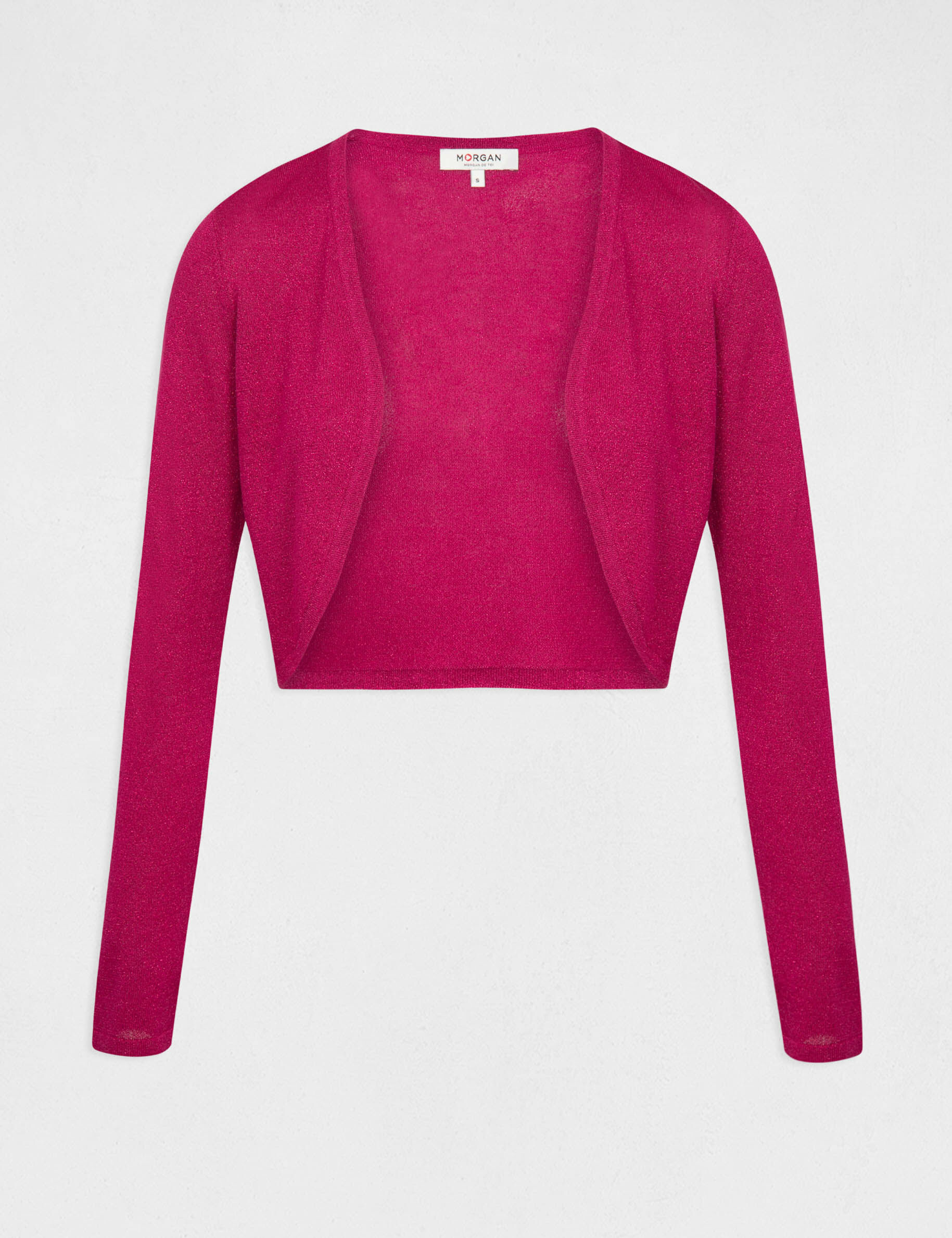 Gilet manches longues col ouvert rose fonce femme - rose_fonce
