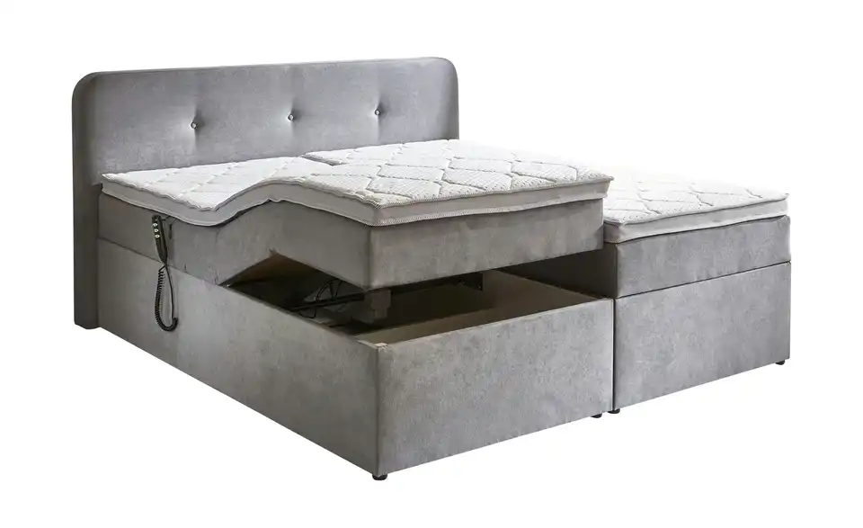 Boxbett elektrisch mit Stauraum Hellgrau 180 cm