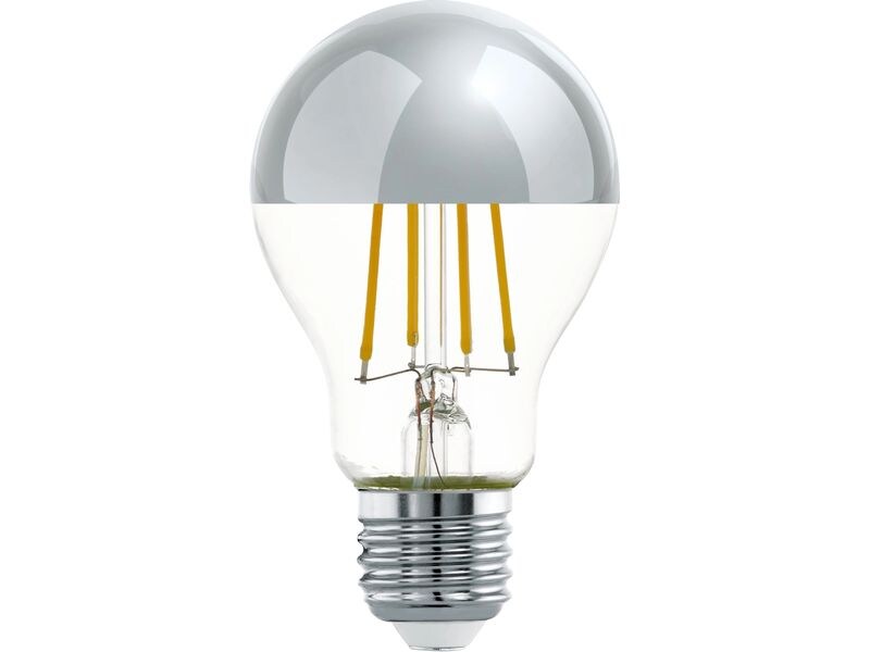 EGLO Leuchten Lampe 7.3 W E27 Warmweiss Filament LED-Glühbirne mit silber verspiegelte Kolbenkuppe