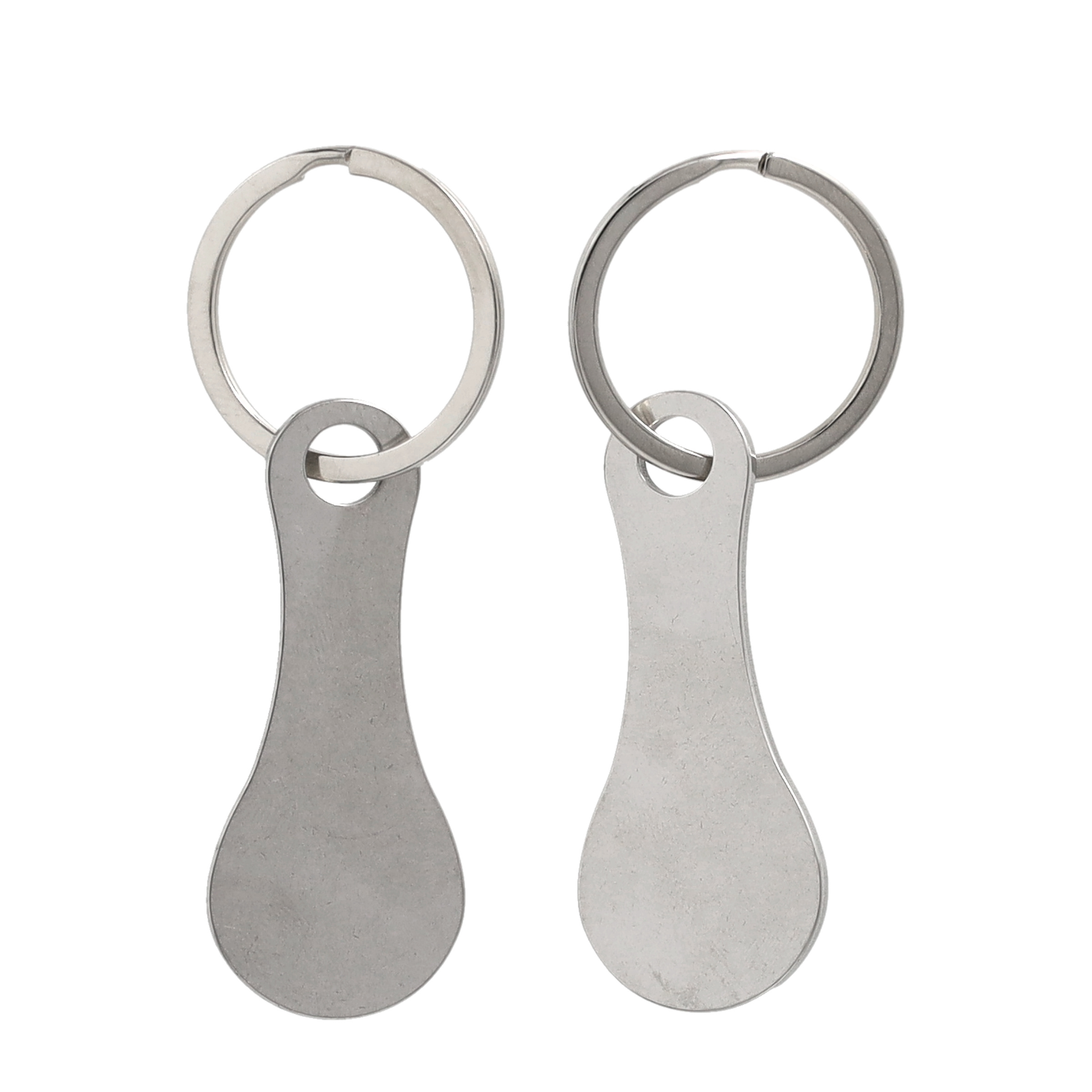(2er Set) 55x23mm Edelstahl Einkauf Chip Schlüsselanhänger Einkaufswagenlöser - Silber