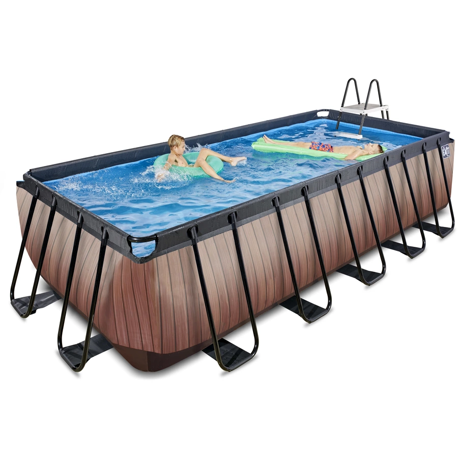 EXIT Wood Pool 540x250x122cm mit Sandfilterpumpe, braun