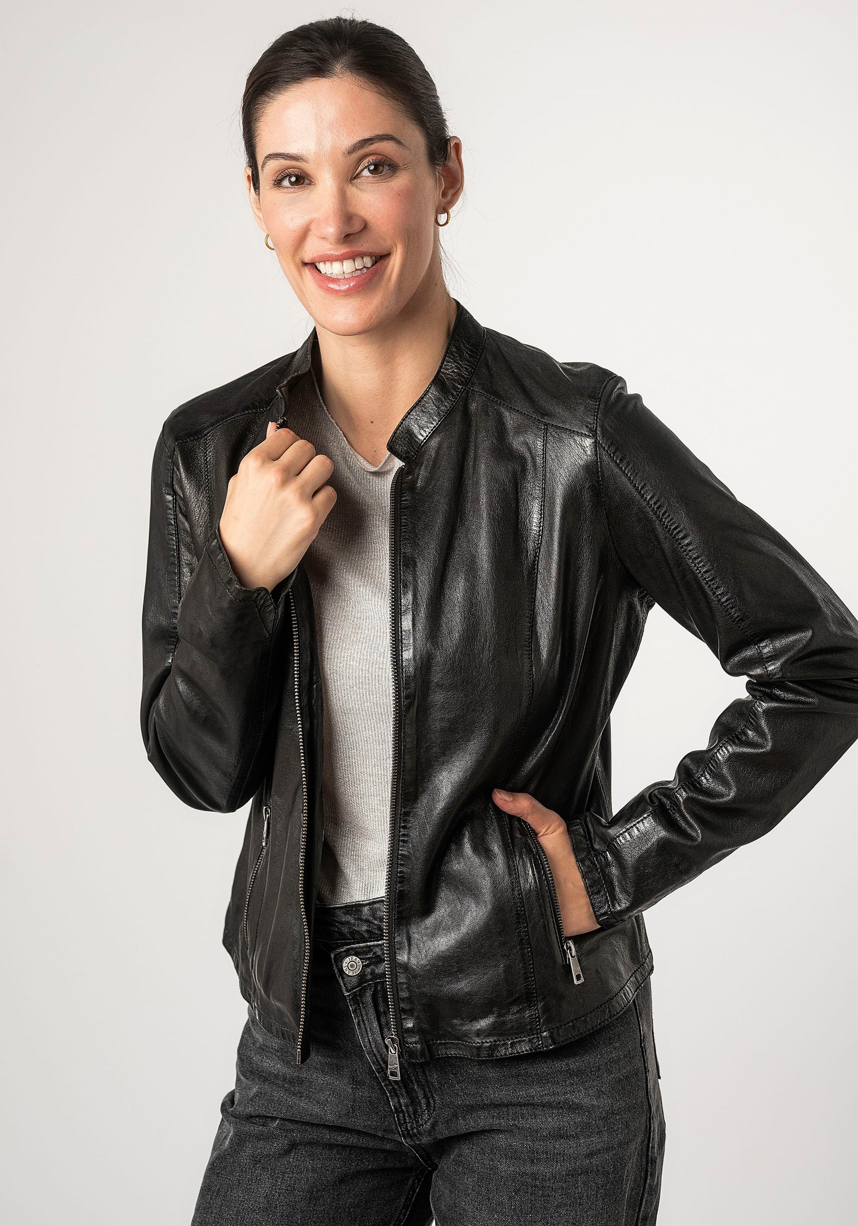 Mauritius Lederjacke »MWAndriana« mit Stehkragen