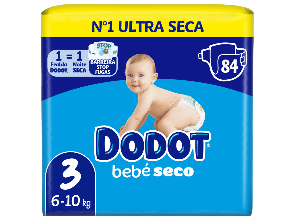FRALDAS DODOT BEBÉ SECO T3 6-10 KG 84UN