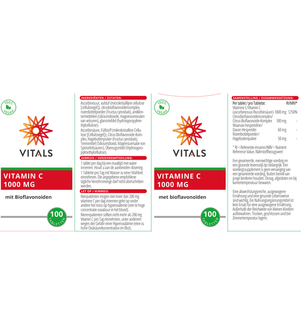 Vitals Vitamine C 1000 mg (100 tabletten)