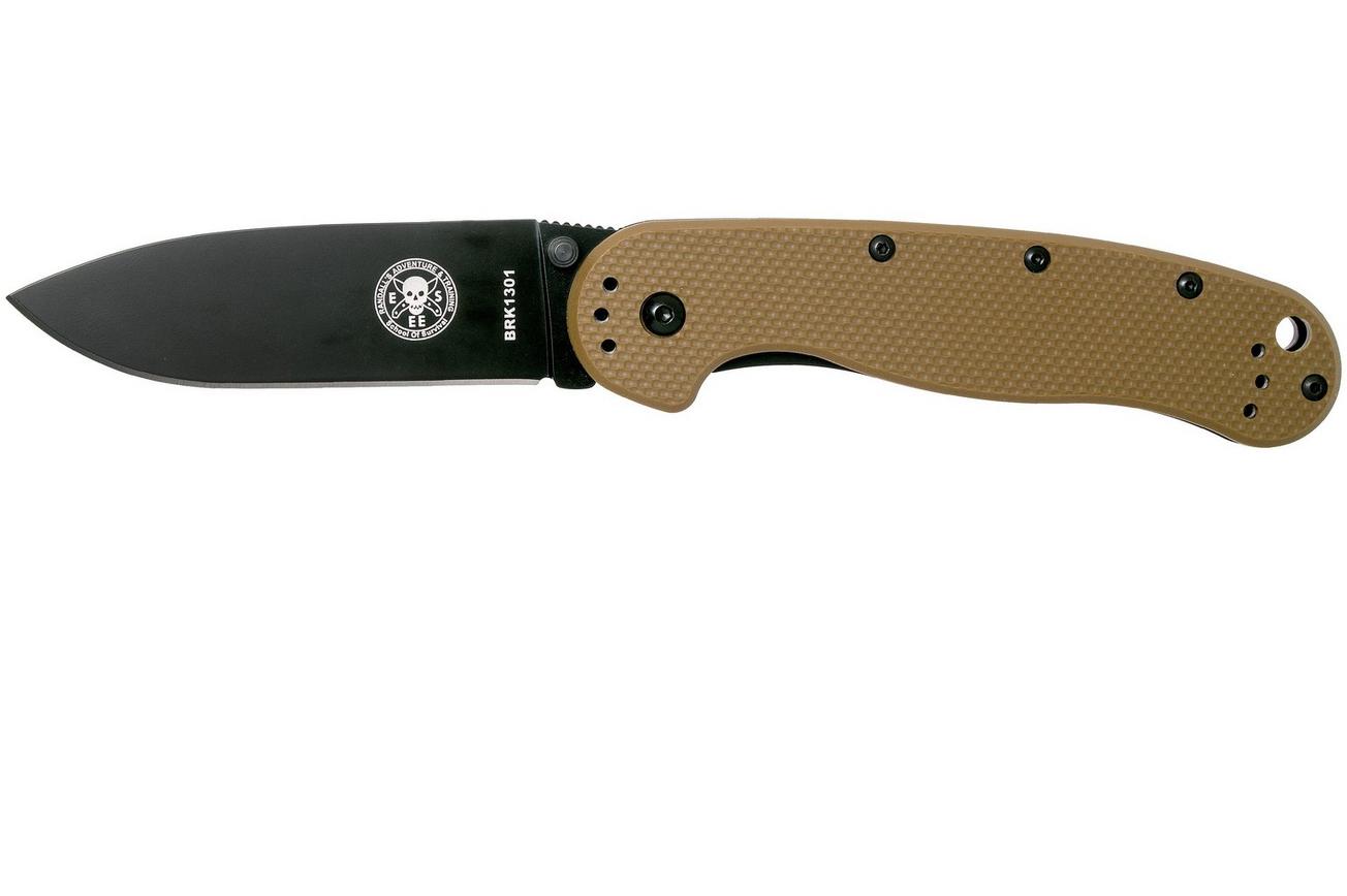 ESEE Avispa zakmes, black D2 blade, Coyote Brown handle BRK1302CBB