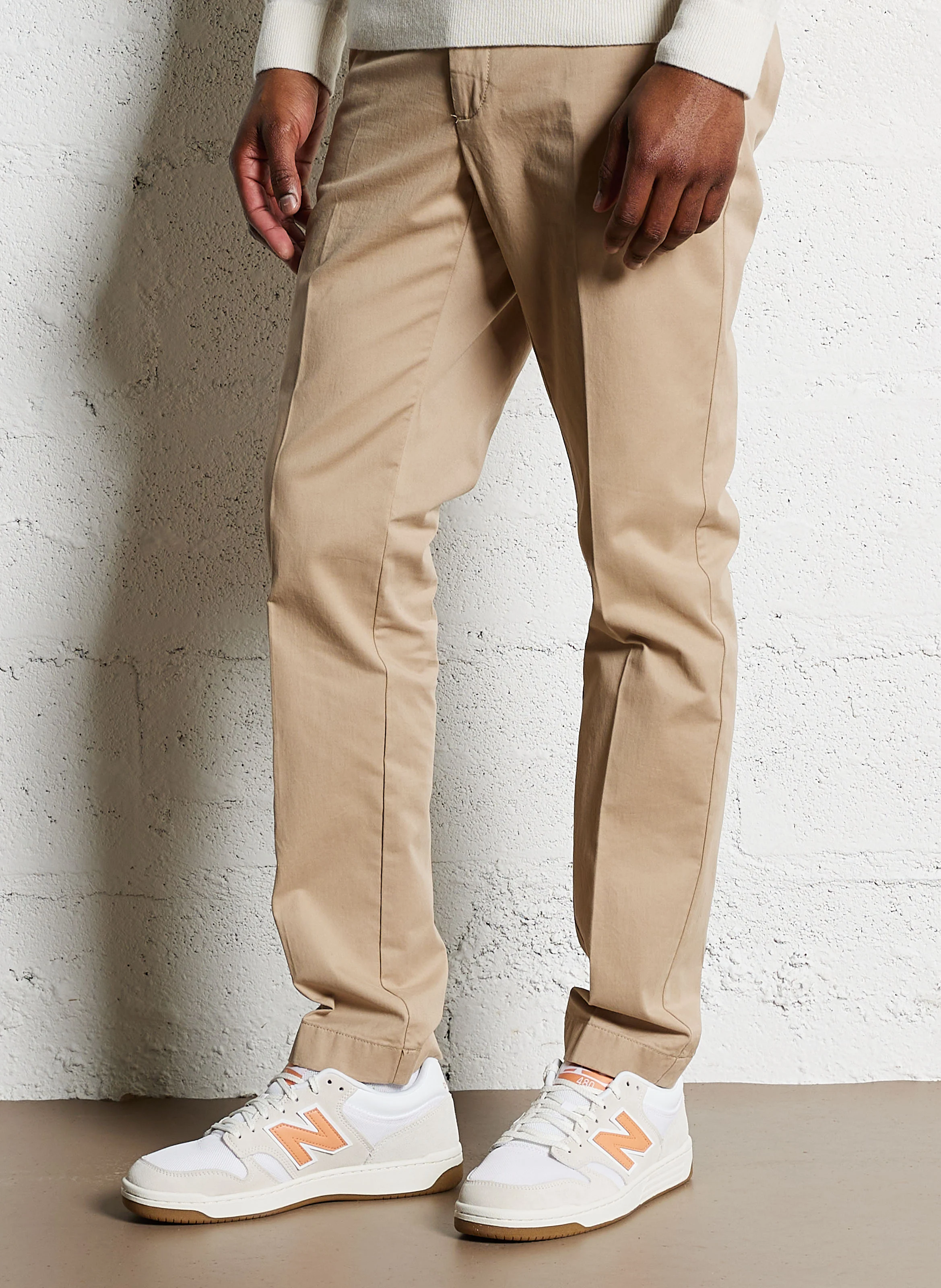 Pantalon chino en coton mélangé | Beige