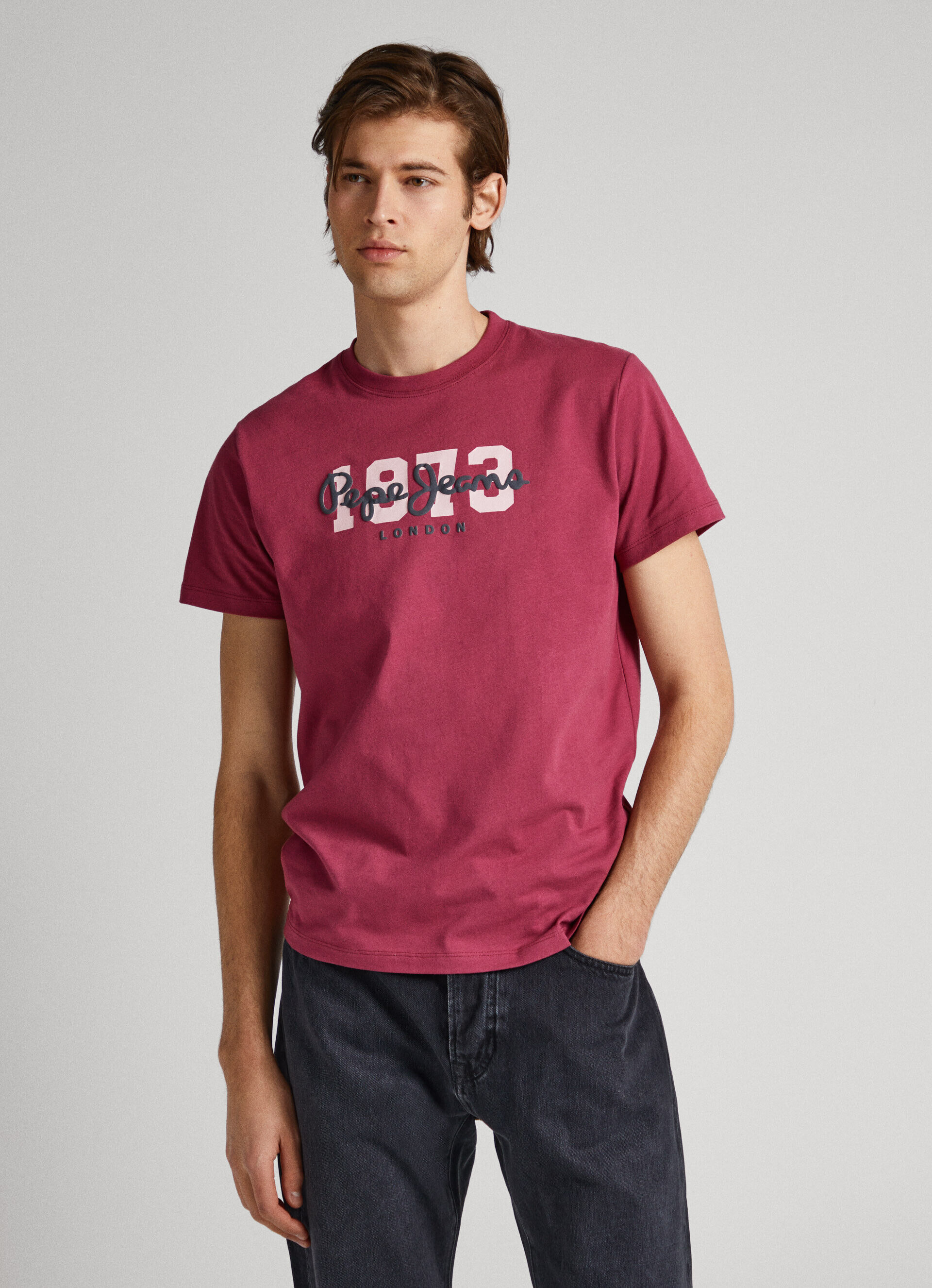 Camiseta com o logotipo de 1973 - vermelho framboesa esmagado