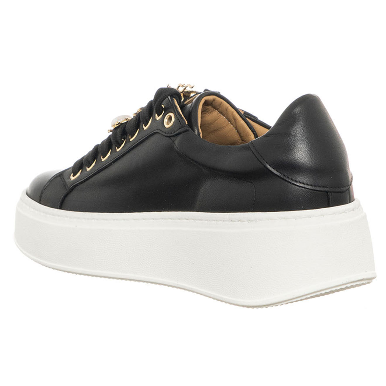 Loretta Pettinari Sneakers en Cuir Achu noir/blanc