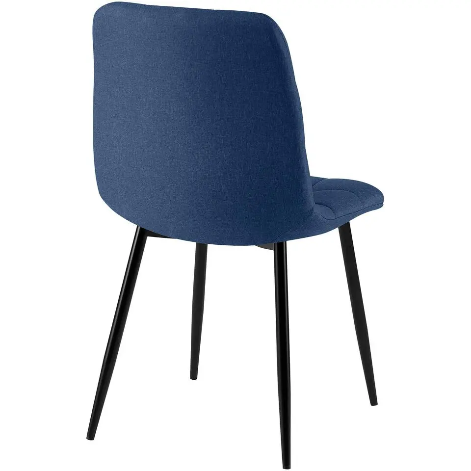 CLP Set van 4 Eetkamerstoel Antibes zwart Frame - Stof - blauw