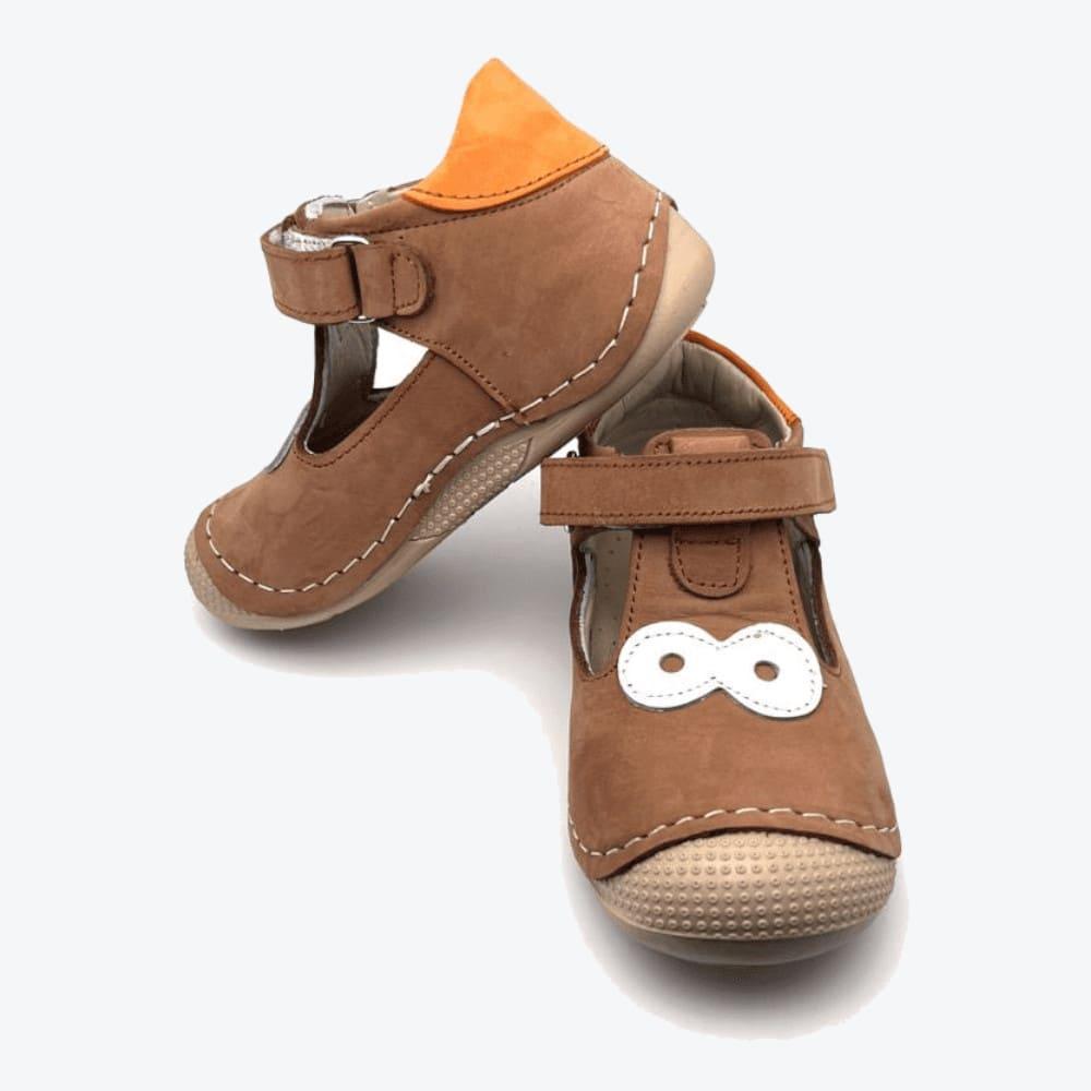 Small Foot Lauflernschuhe - Big Eyes - Braun/Orange