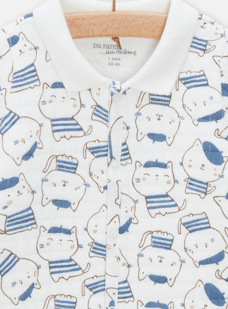 Grenouillère quiltée à manches longues imprimé chat