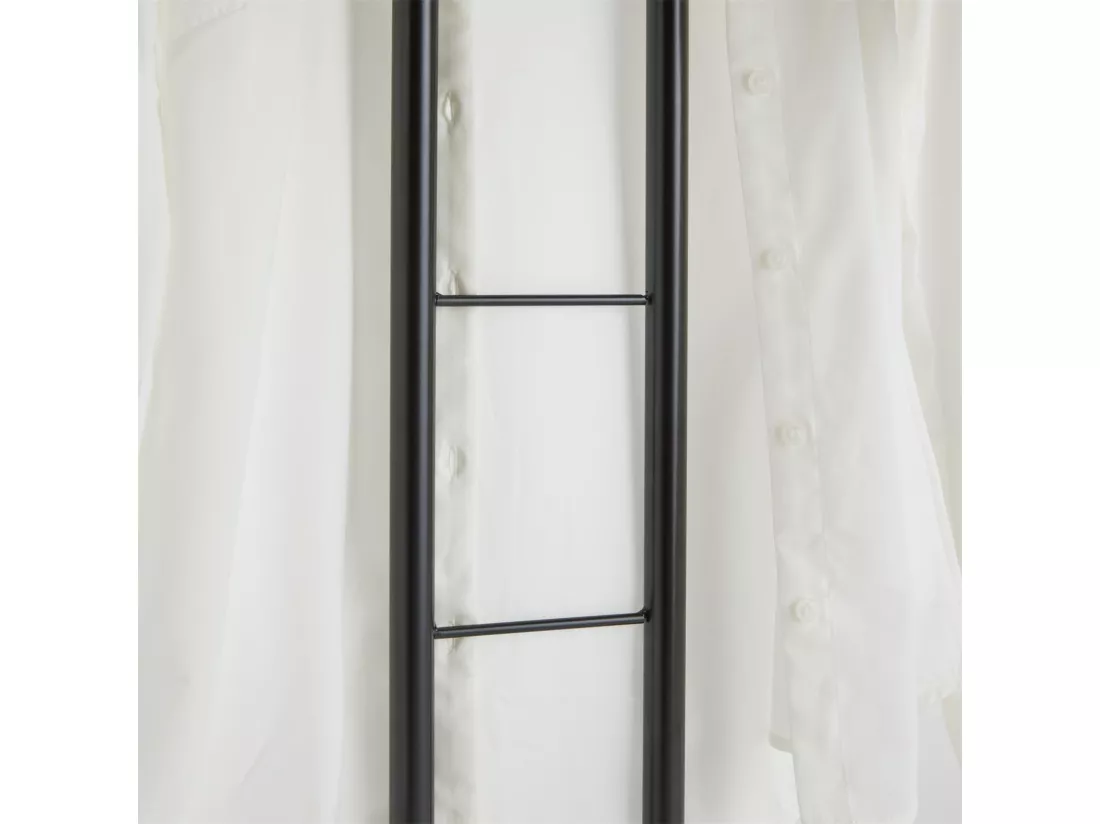 Valet de chambre valet de nuit CAMILO chevalet de nuit avec cintre pour veste et portant pour pantalons, en métal laqué noir