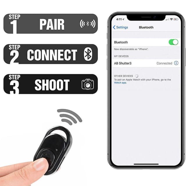 Fjernbetjent Kamera-udløser med Bluetooth til iOS / Android | Remote Shutter