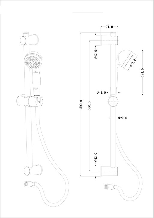 Kit de douche sans robinetterie avec barre réglable chrome + douchette + flexible Blyth GoodHome