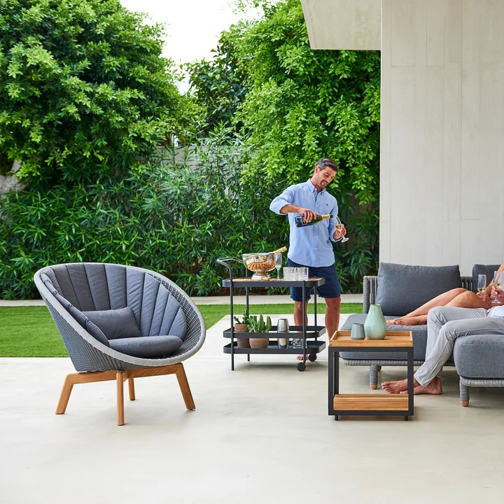 Cane-line - Peacock Lounge Sessel (5458) Outdoor, Teak / dunkelgrün
