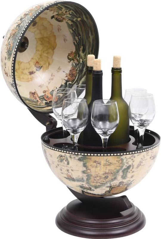 Globebar - Wit en Bruin - Massief Hout - Replica 16e Eeuwse Zeekaarten