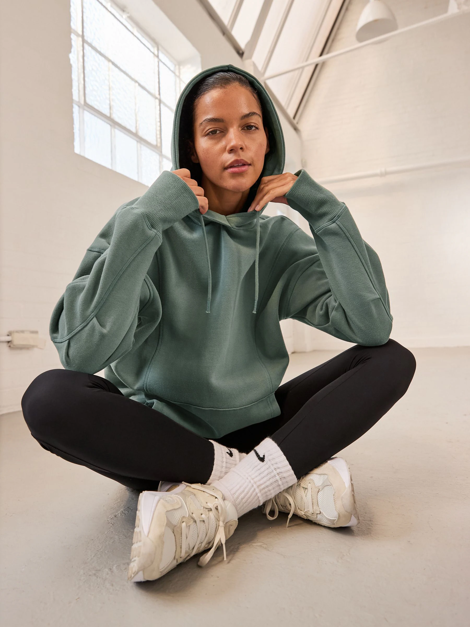 Blauwgroen - Active Longline Overhead Hoodie met superzacht naaddetail en zakken