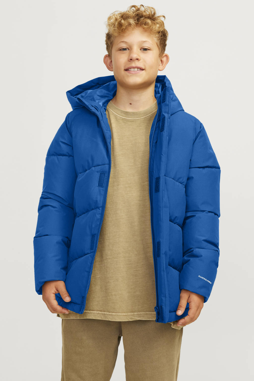 JACK & JONES gewatteerde winterjas JJWORLD helderblauw