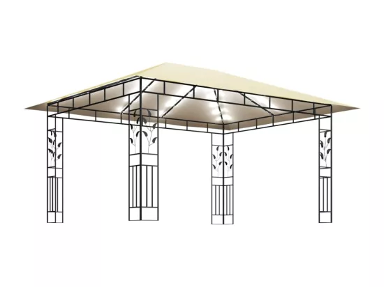 Tonnelle avec moustiquaire et lumières LED 4x3x2,73 m Crème