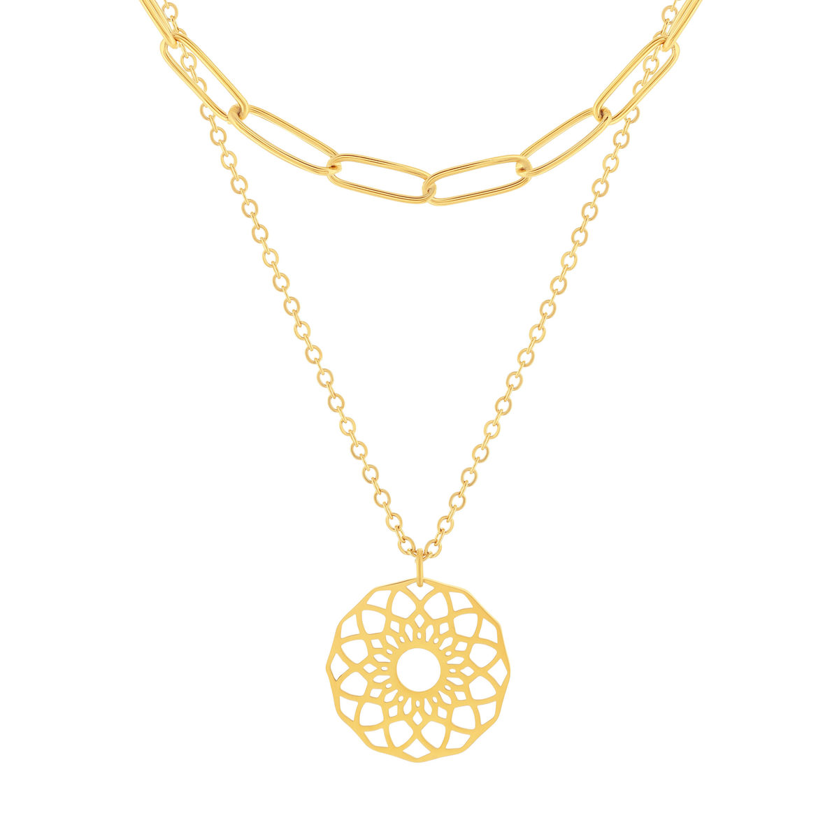 Collier acier doré 2 rangs 44 cm