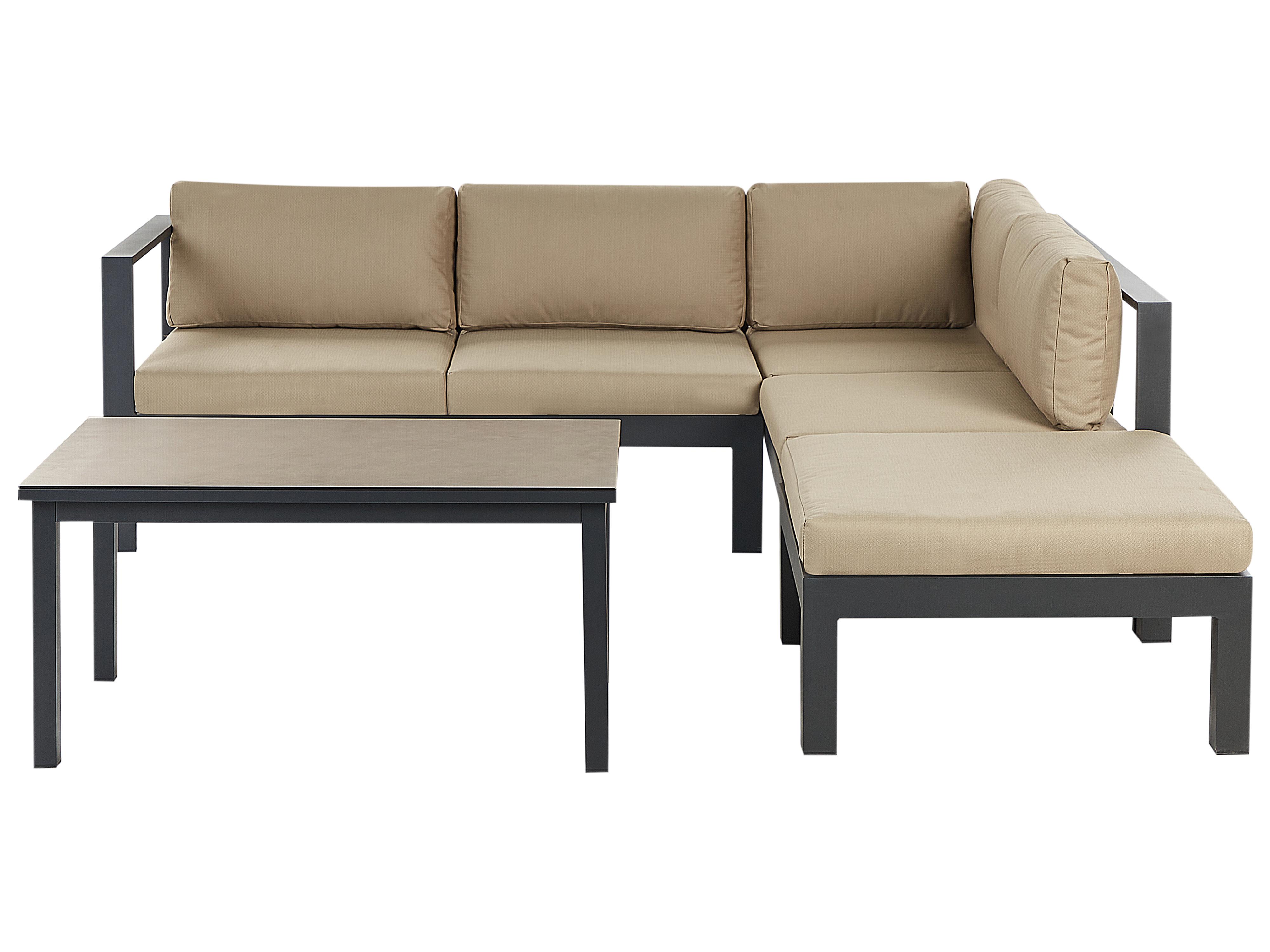 Tuin hoekloungeset met tafel 5-zits MESSINA linkszijdig Metaal Zandbeige