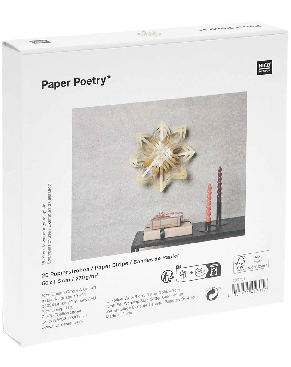 Papierbastelset WEBSTERN GLITTER M (40cm) in gold