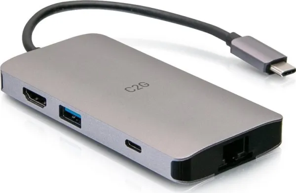 C2G USB-C® Mini Dock with HDMI, 2x USB-A, Ethernet, SD Card Reader, and USB-C Power Delivery up to 100W - 4K 30Hz - Dockingstation - USB-C / Thunderbolt 3 - HDMI - 1GbE