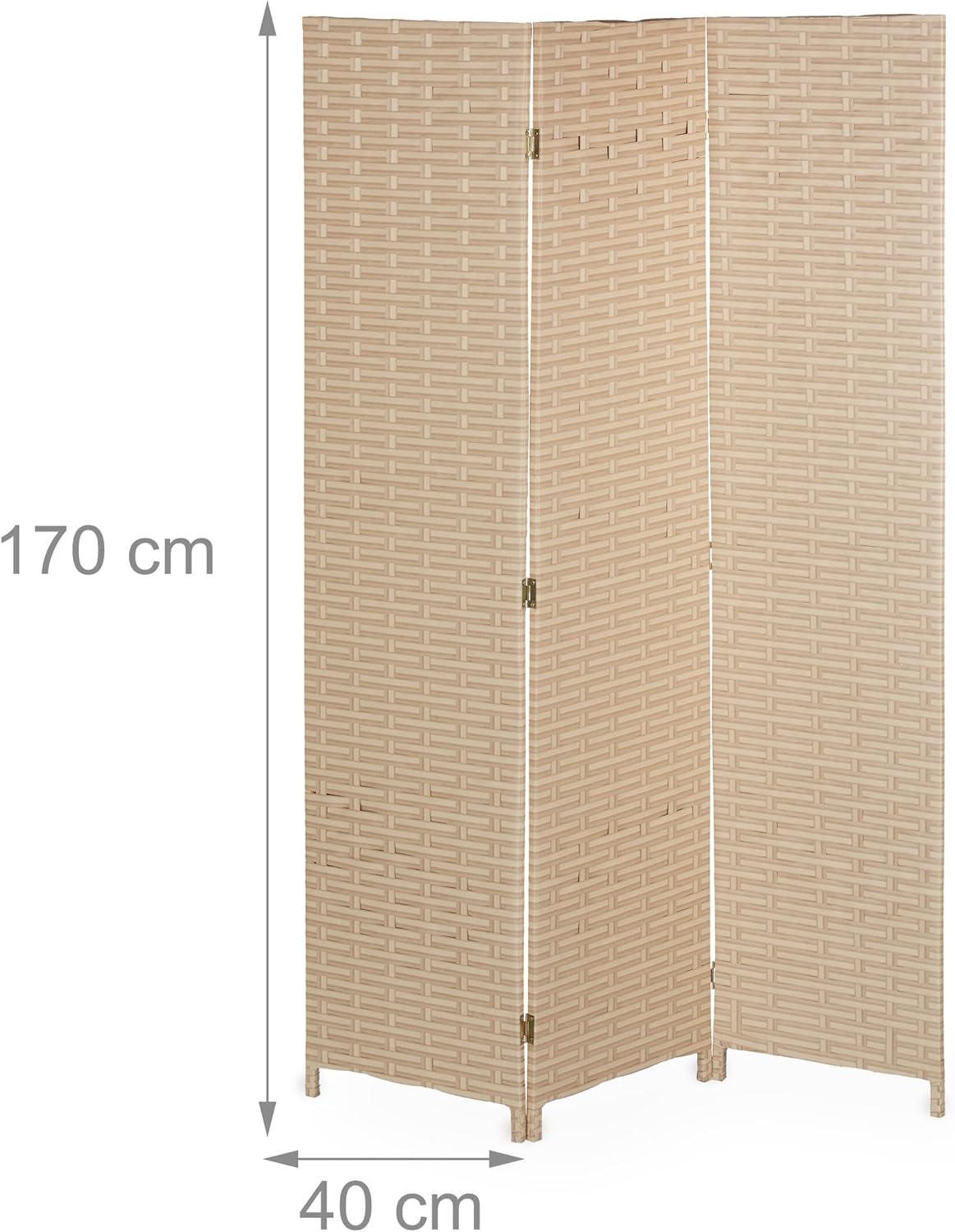 Relaxdays Paravent, 3-teilig, faltbarer Raumtrenner, HxB: 170x120 cm, Kunststoff & Holz, Trennwand für innen, hellbraun QH7697279