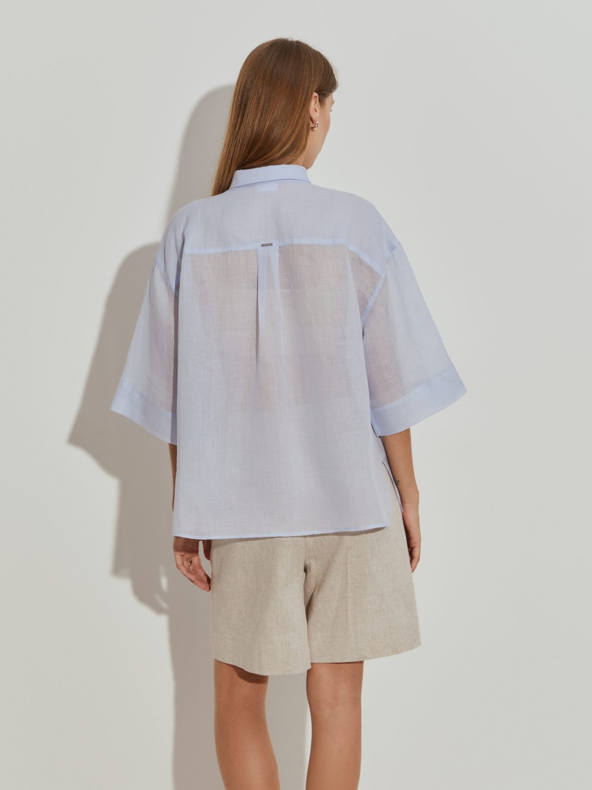 Camisa oversize manga curta em rami