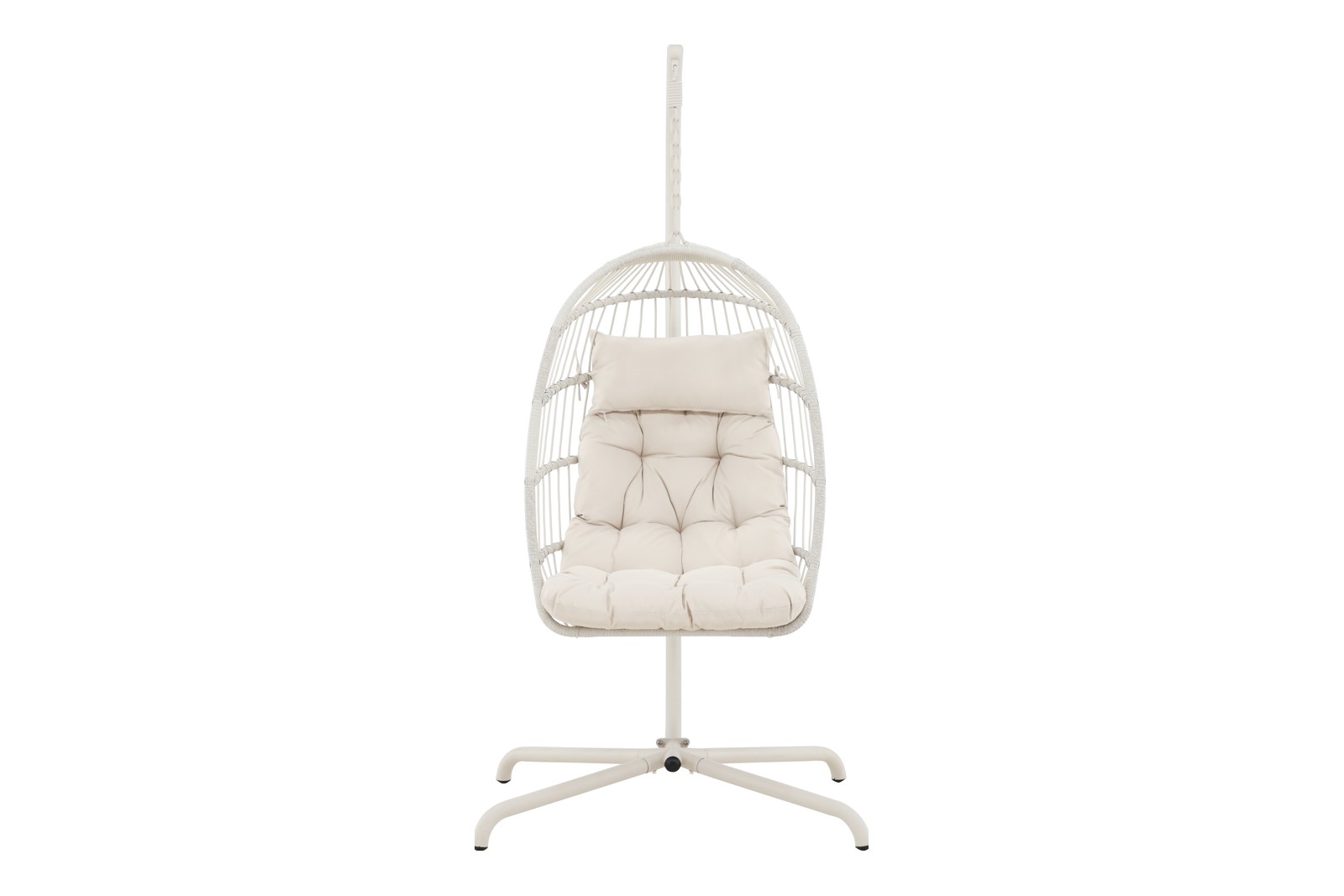 Trezza hengestol Beigelakkert stål med beige, slitesterkt rep. Beige pute.