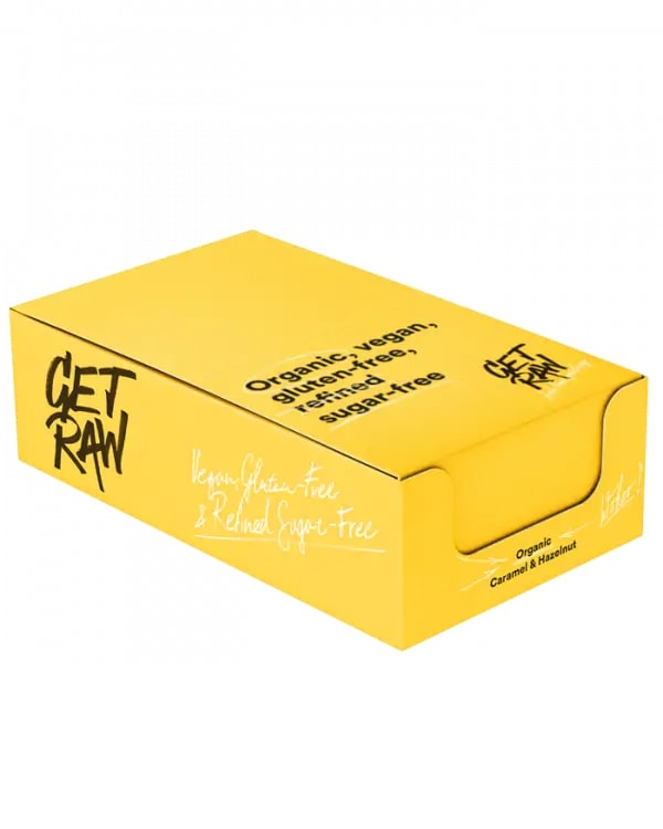 Get Raw Organic Bar Caramel &amp; Hazelnut 12x42g
