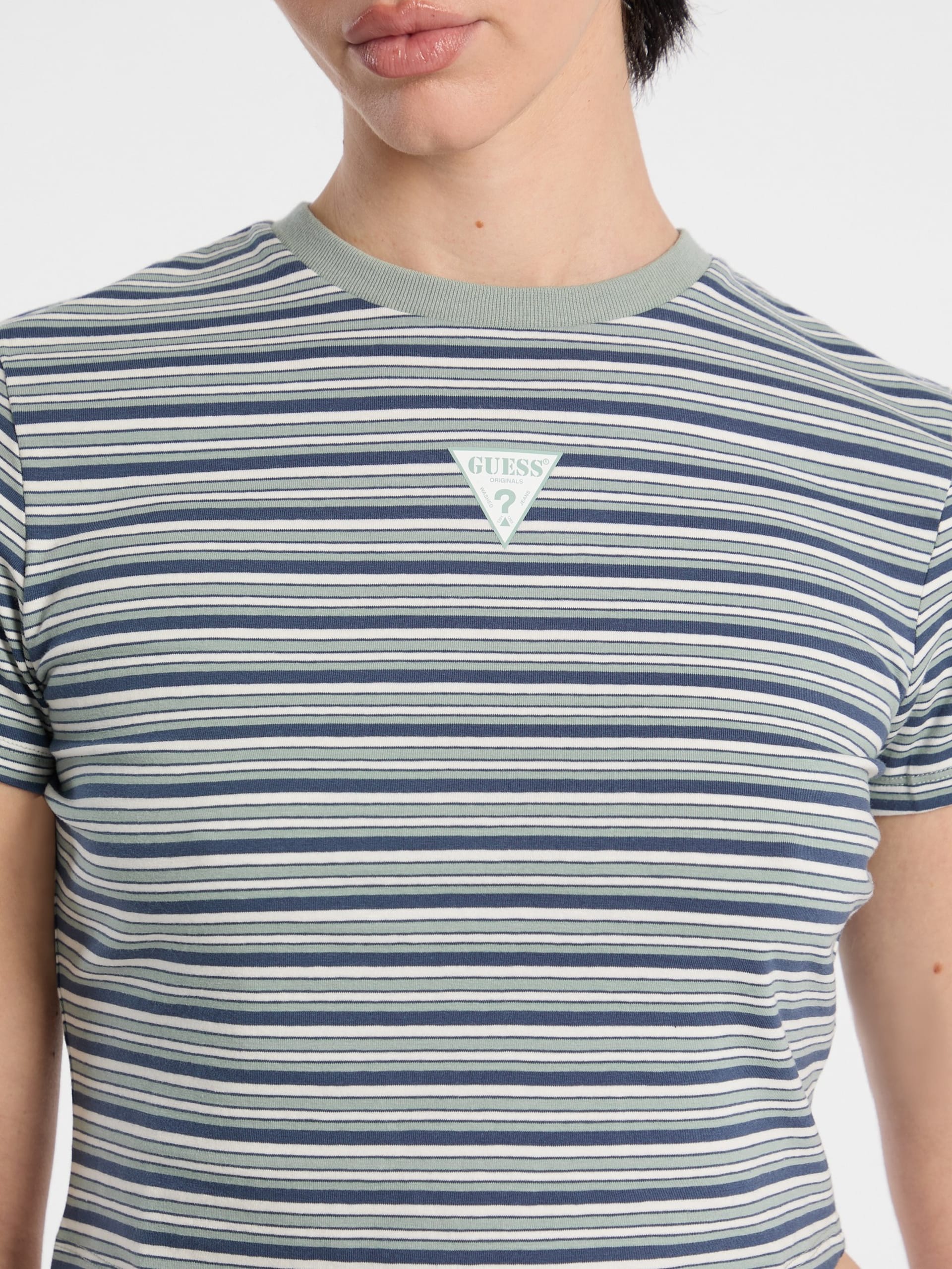 Camiseta infantil listrada Eco GUESS Originals Core
