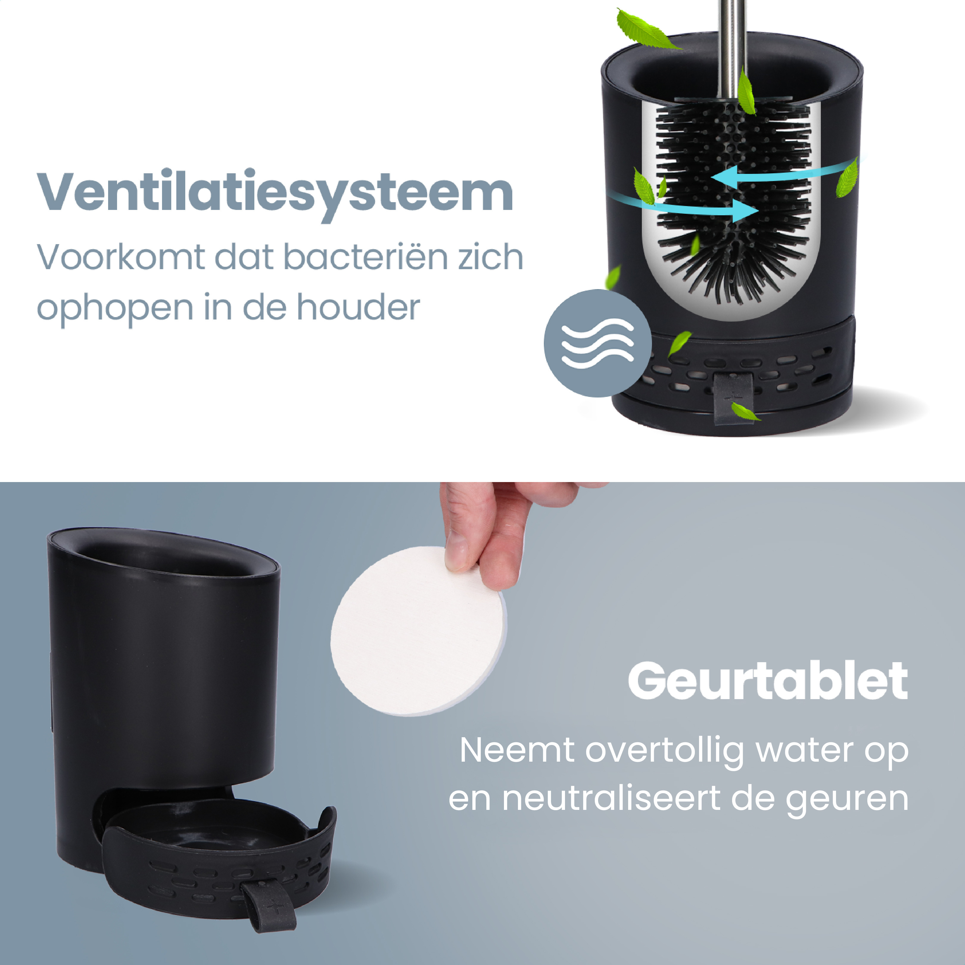 2BEHOME Wc borstel met houder - Black
