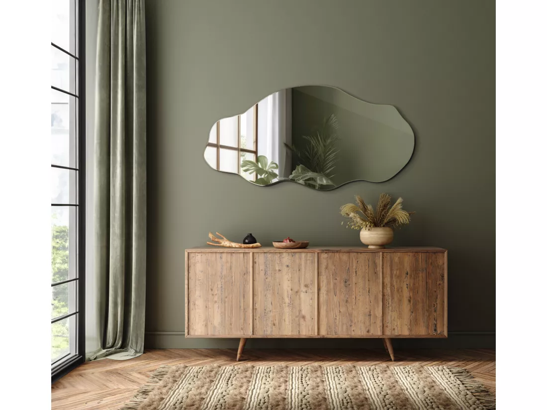 Miroir asymétrique organique irrégulier pour la salle de bain, le salon - 50 cm x 100 cm