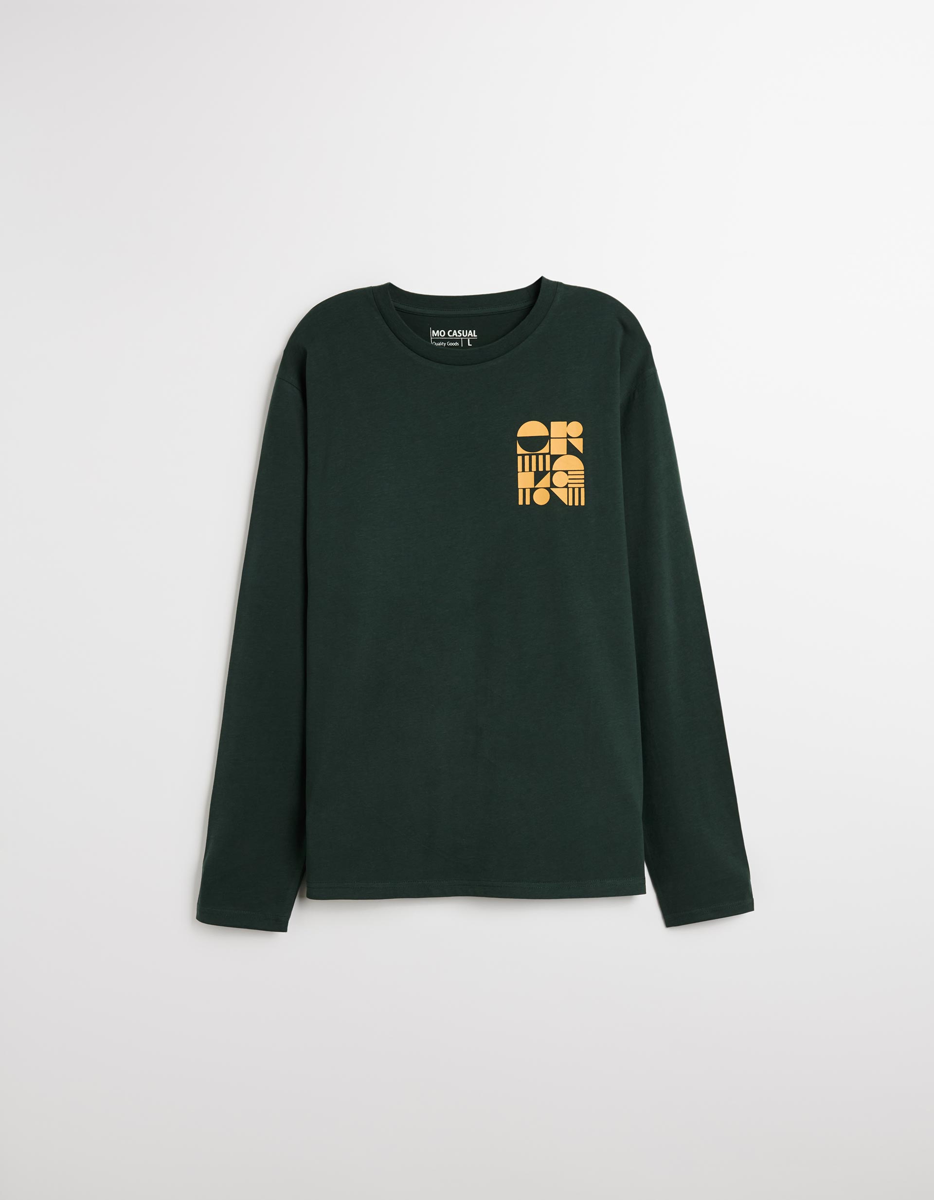 T-shirt de Manga Comprida Estampado, Homem, Verde