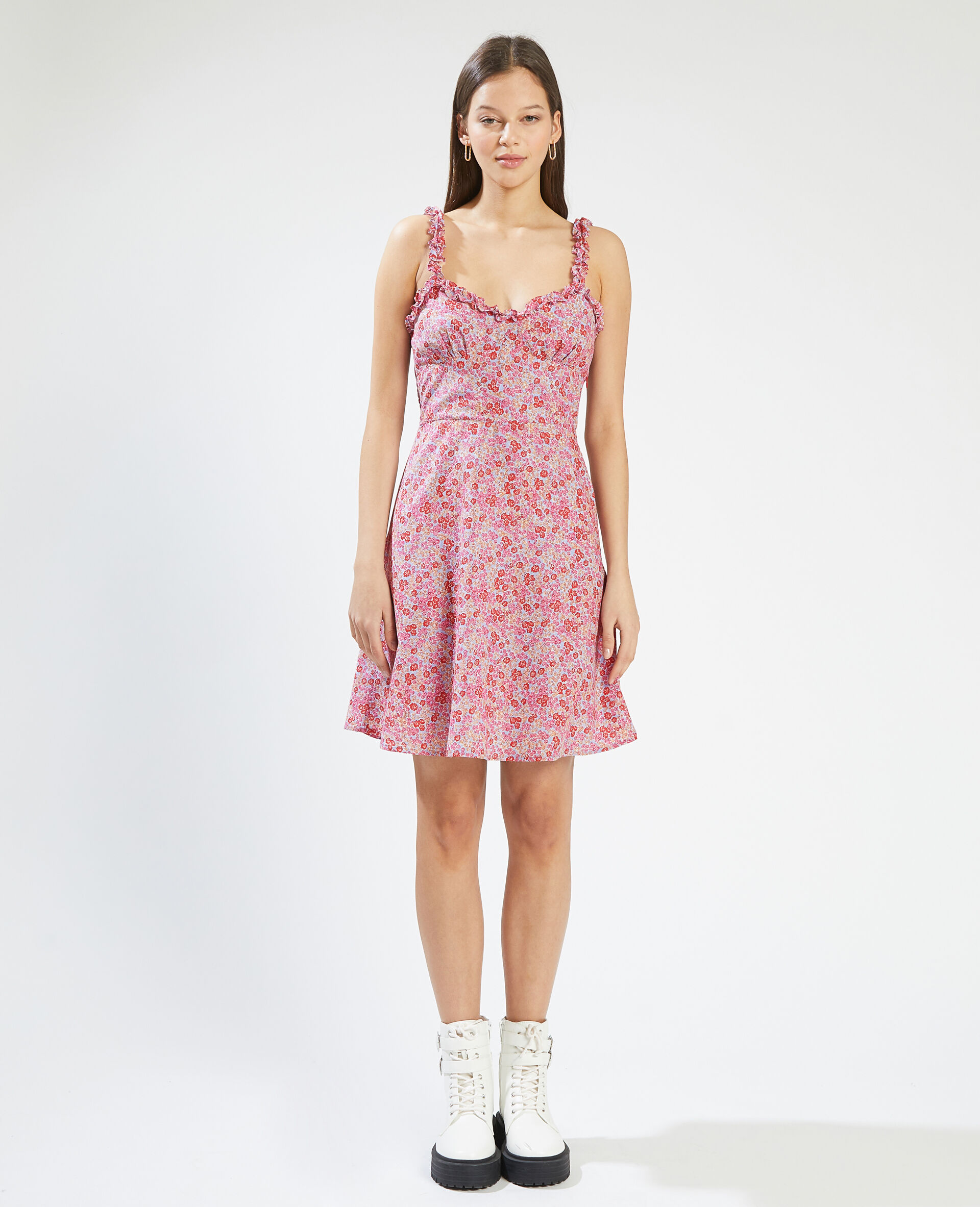 Robe courte à bretelles - Rouge