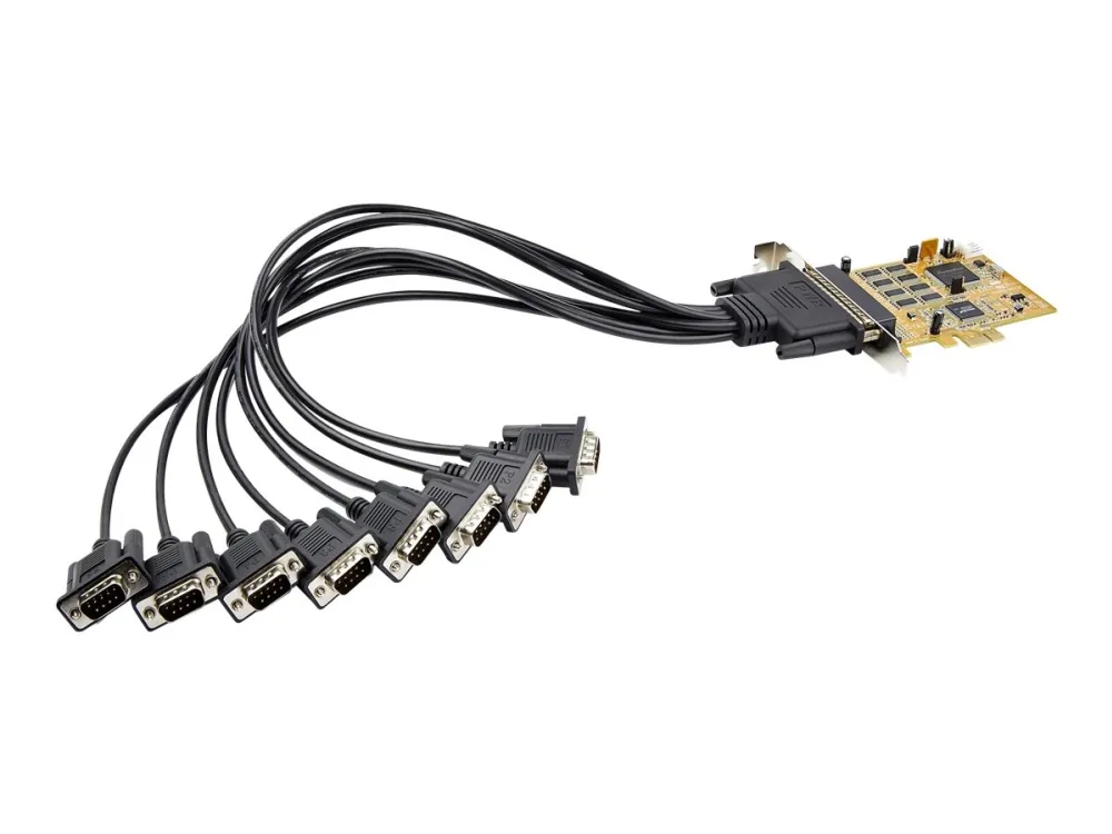 StarTech.com 8-Port PCI Express RS232 Serial Adapter Card, PCIe RS232 Serial Card, 16C1050 UART, Multiport Serial DB9 Controller/Expansion Card, 15kV ESD Protection, Windows & Linux - Up to 921.6 Kbps Baud - Seriel adapter - PCIe - RS-232 x 8 - gul -