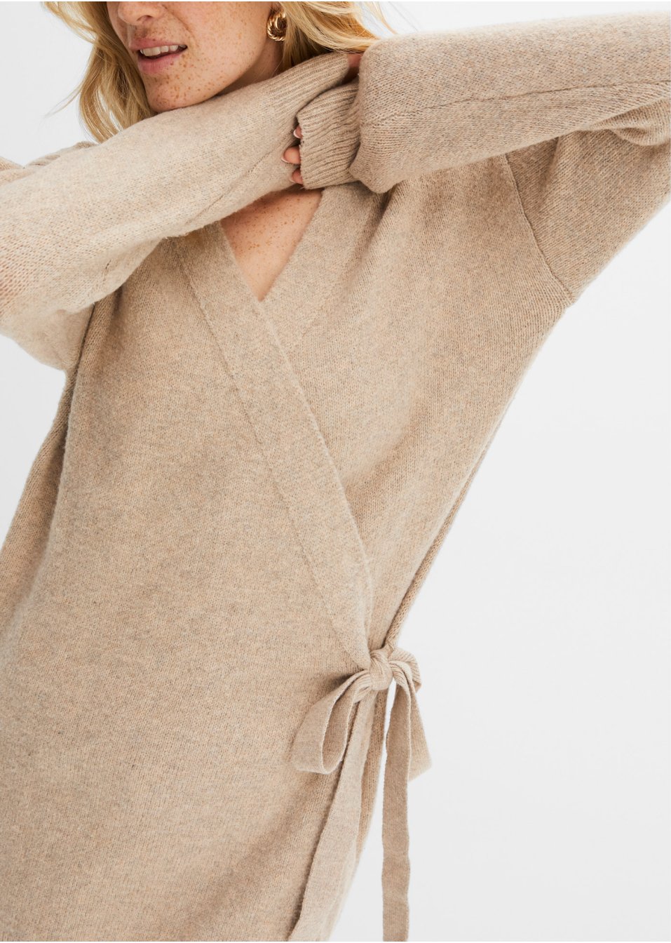 Gilet long en maille style portefeuille
