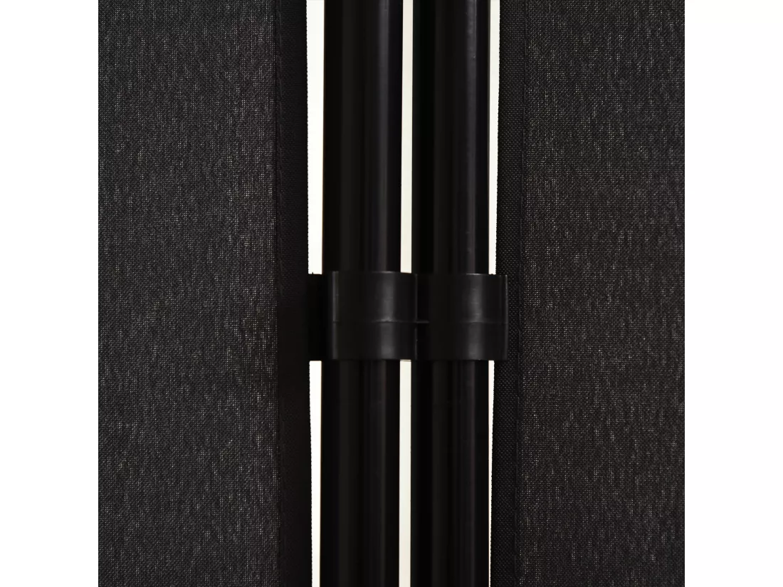 Paravent 3 panneaux sur pied brise-vue séparateur métal époxy polyester haute densité noir