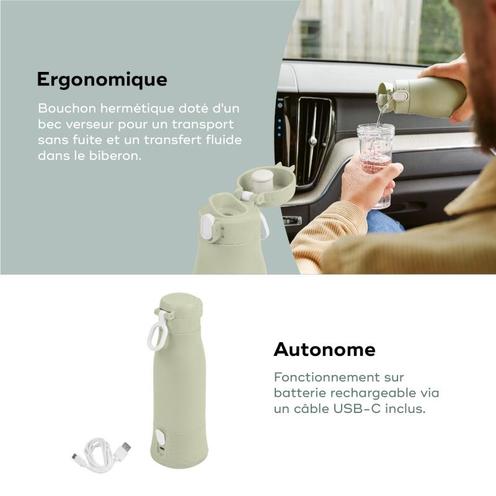 Chauffe-biberon nomade Moov & Feed - Vert sauge - BABYMOOV